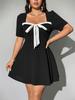 Europäisches & Amerikanisches Sommer Sexy Taillenbetontes Kleid mit Schleifen-Detail