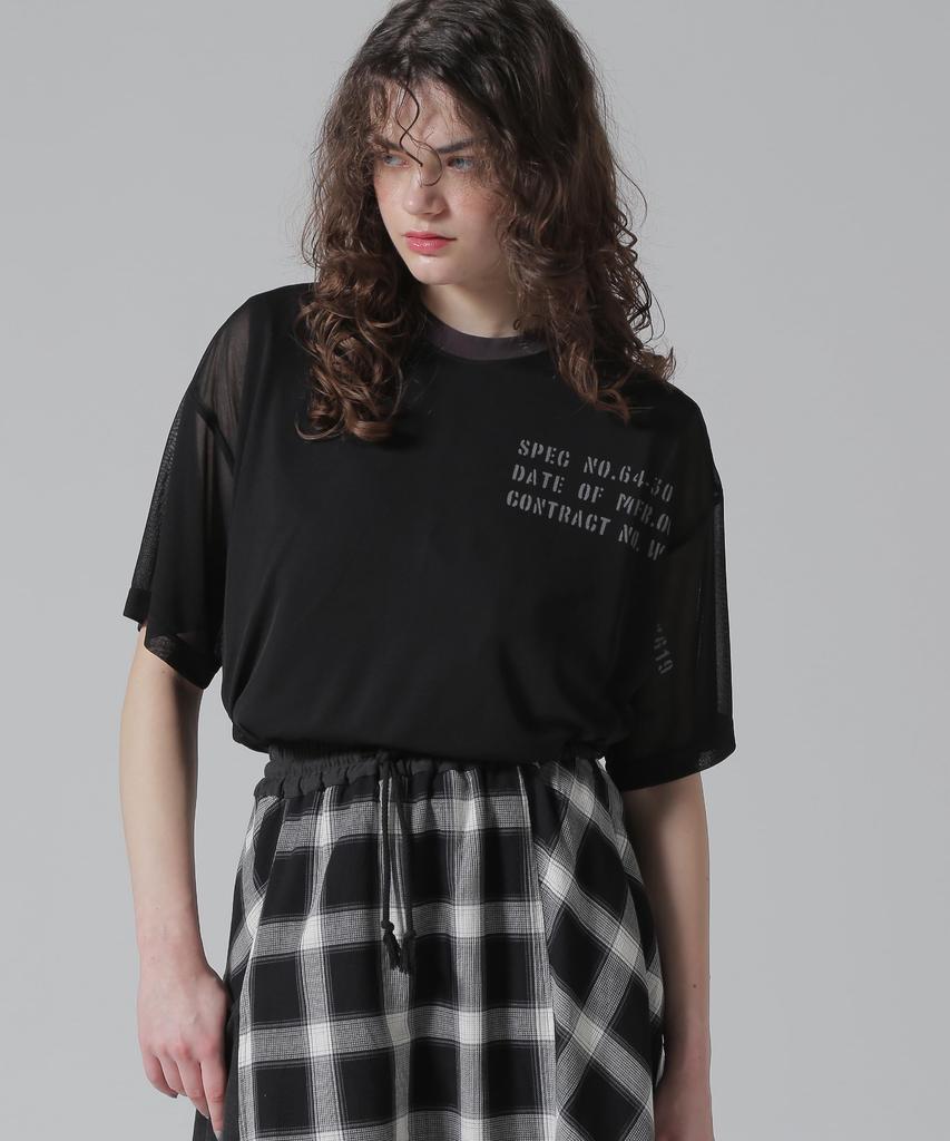 Avirex Exclusive Sheer Layered Print F WEB&DEPOT T-Shirt, Women's, 010, Black, 783-5135614