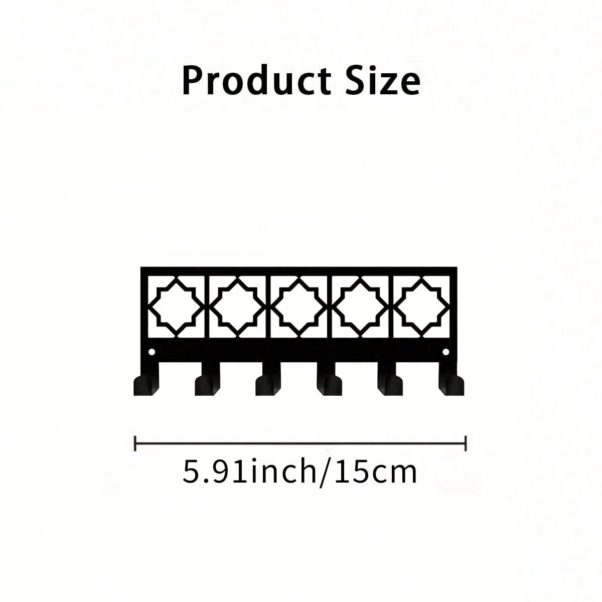 Bohemian Style Metal Key Rack Wall Hanger with 6 Hooks for Home Office Entryway Storage Black Geometric Design Durable 7x15 548₽