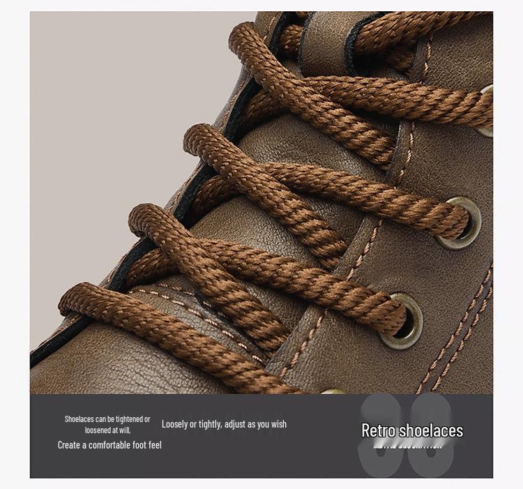 Men's Plus Size Martin High-Top Lace-Up Cowhide Winter Leather Work Boots