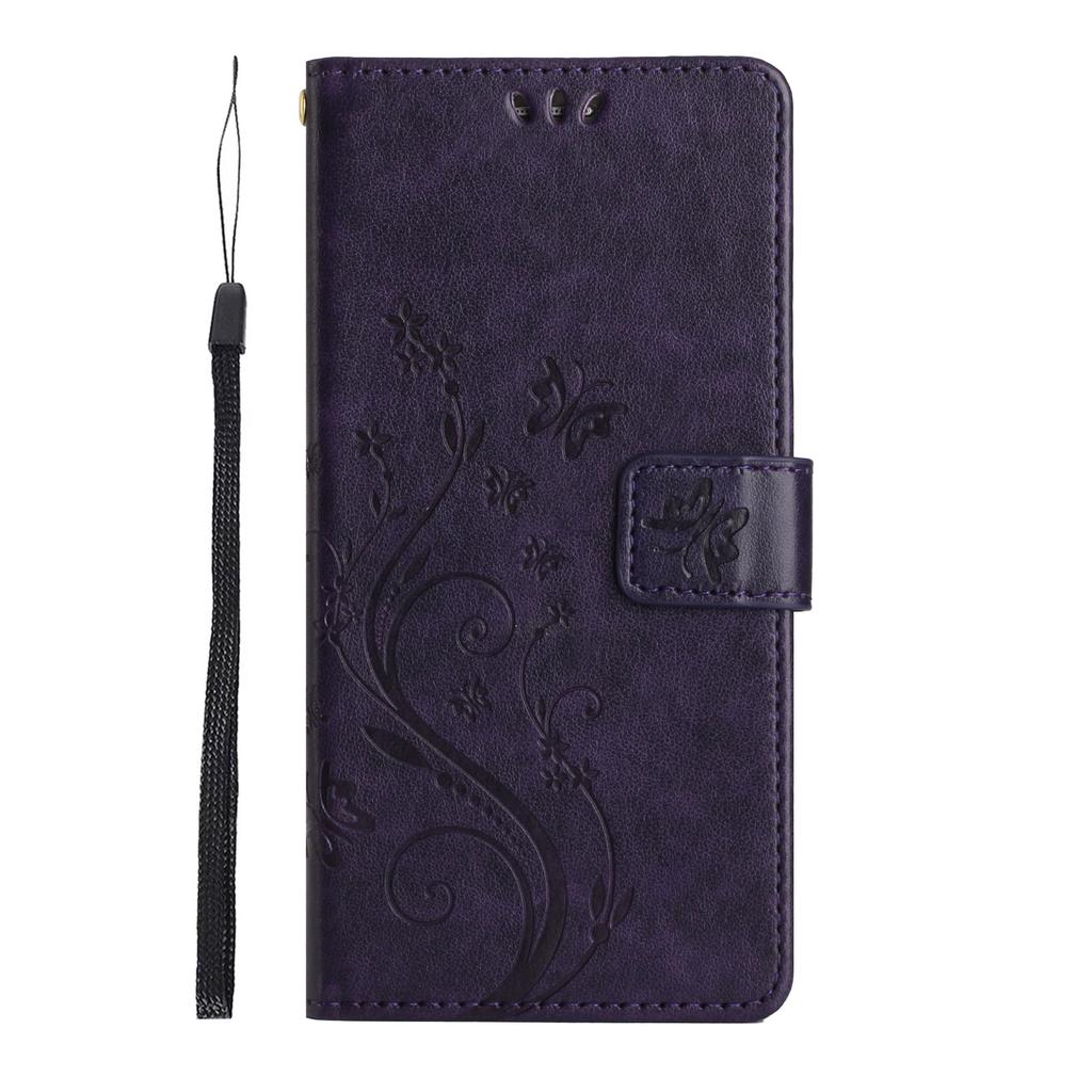 For Motorola Moto G (2026) 5G Leather Wallet Case Butterfly Flower Imprinted Phone Cover with Strap