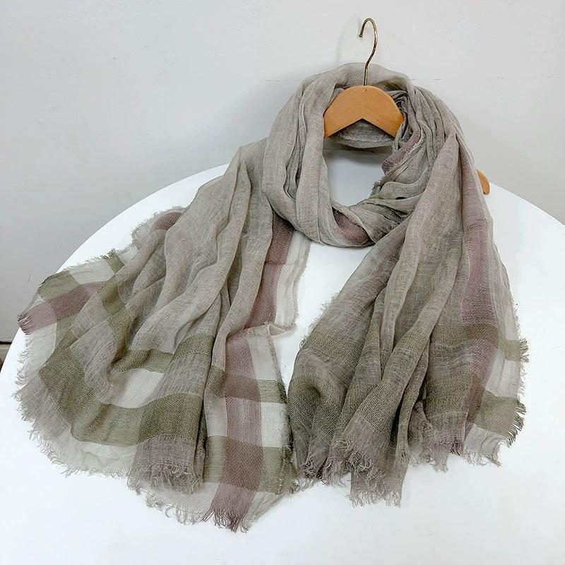Autumn And Winter Vintage Wool Scarf Warm Shawl For Lady Classical Stripe Long Winter Wool Scarves