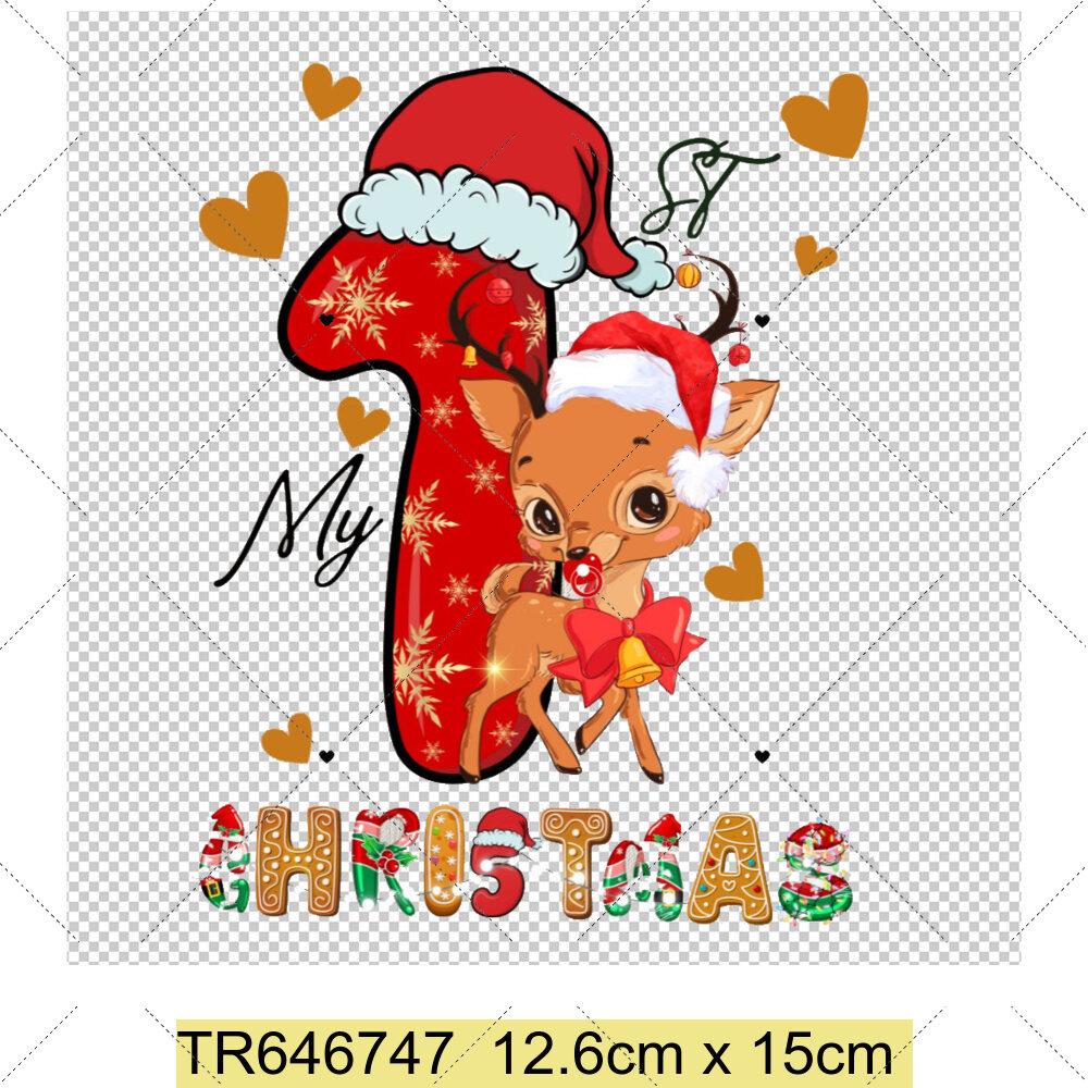 My First Chrismas DIY Clothing Heat Transfer Sticker Kids T-shirt Infant Romper Clothing Patches Heat Transfer Xmas Sticker