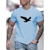 Men's Summer Loose Size 100% Cotton Eagle Pattern Printed Round Neck Short Sleeve Breathable Casual Fashion T-Shirt T-shirt Top