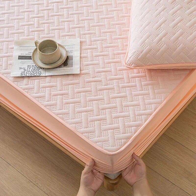 Soybean Fiber Thicken Mattress Protector Cover for Twin/Double/Full/Queen/King Beds Cotton Elastic Fitted Sheet Soft Bed Covers