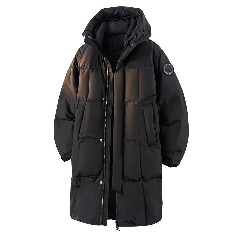 

Winter Men Women White Down Jacket Thick Warm Outwear Coat Hiking and Camping Long Knee Puffer Coat Male Parkas S чорний