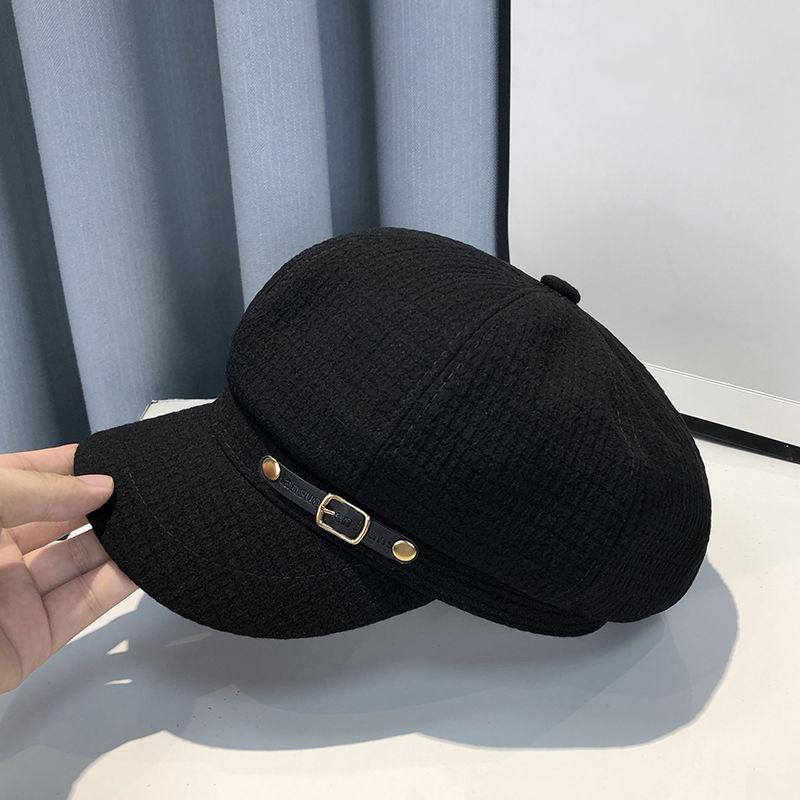 

Ricygvm Women Beret Solid Color Waffler Duck Tongue Cap Belts Decoration Octagonal Hats Autumn Japanese Retro Painter Artist Hat One Size