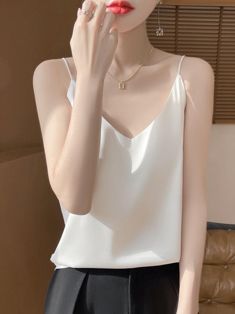 Women's V-Neck Ice Silk Camisole Vest - 2025 Summer Collection