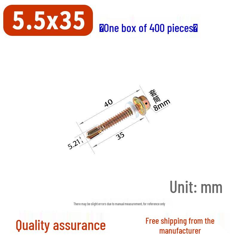 Sechskant-Selbstbohrschraube für Farbstahl und Dachziegel aus Harz mit verlängerter Bohrspitze