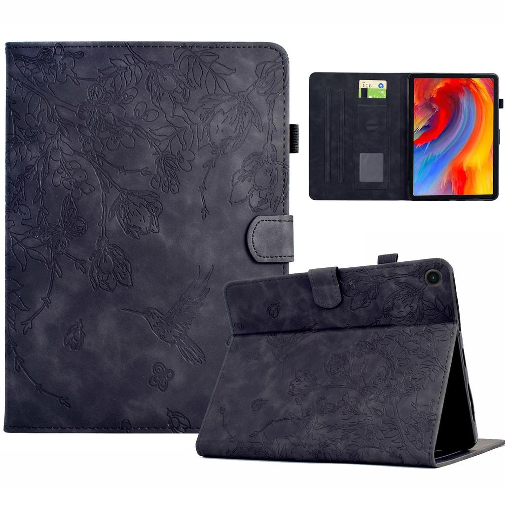 Pro Samsung Galaxy Tab A9+ Pouzdro Květina Pták Vytištěný Držák na Karty Kožený Kryt na Tablet