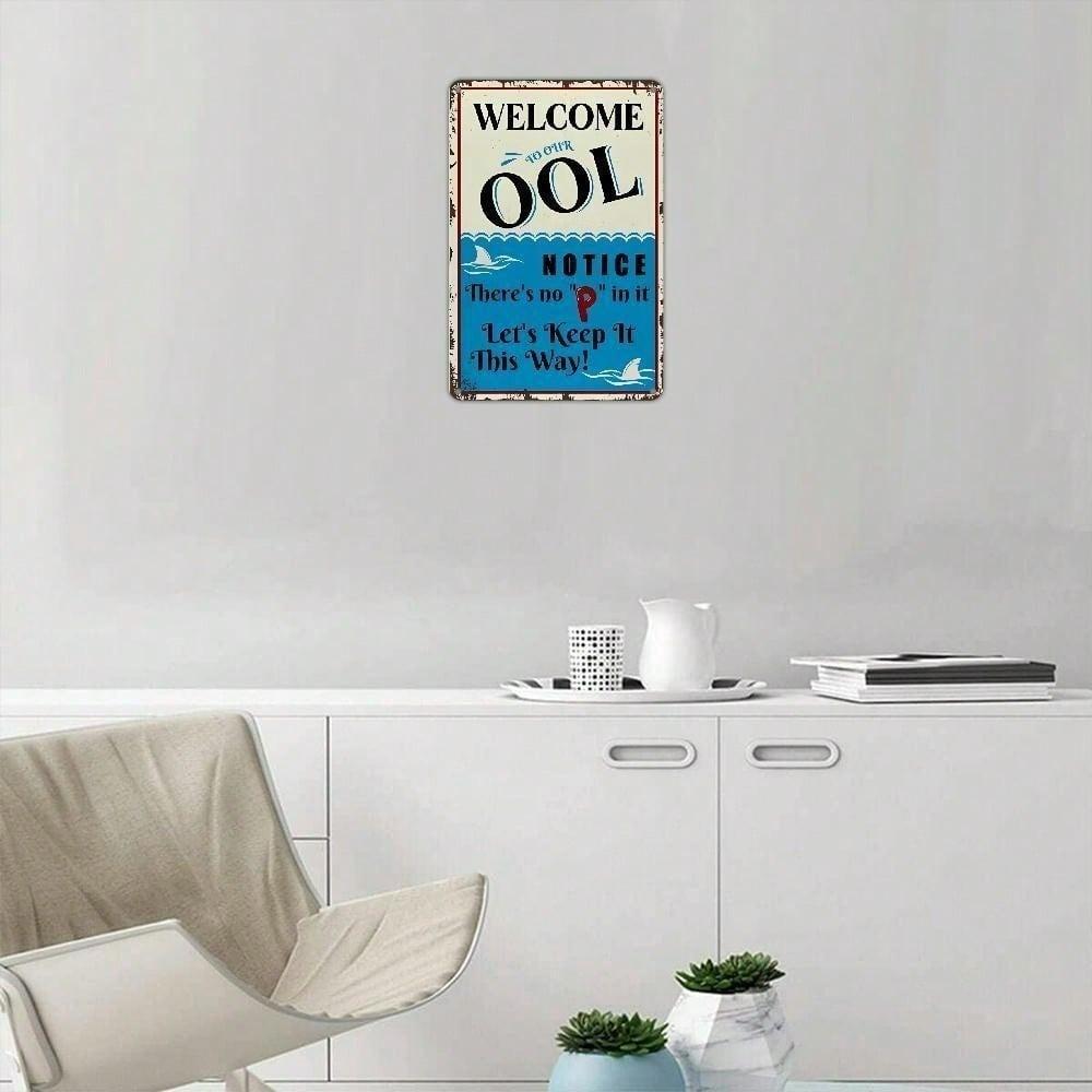 Cartello in Metallo Divertente con Regole della Piscina, Arte da Parete Vintage in Latta per Decorazione Bar di Casa, 20x30 cm