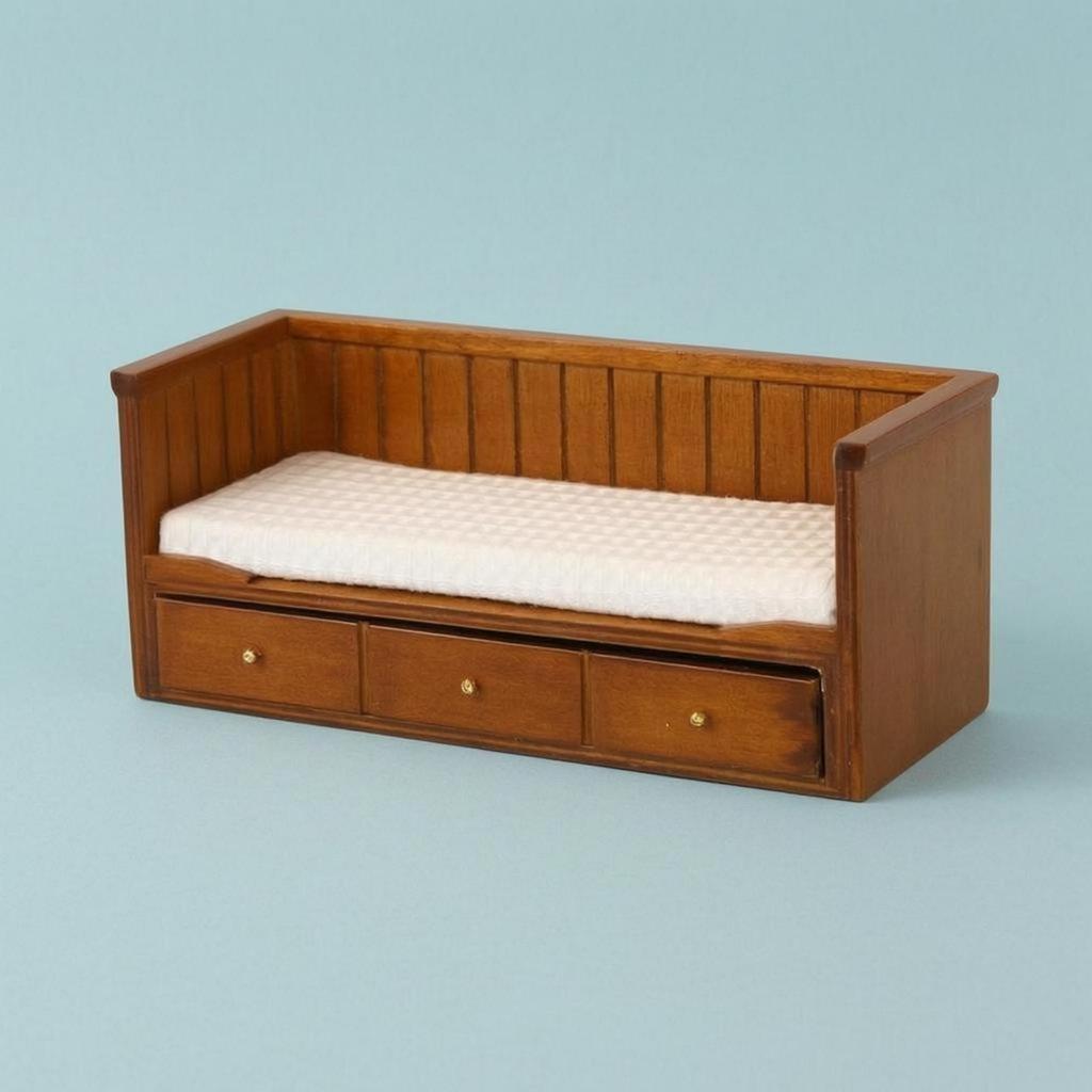 1 12 Scale Miniature Bed for Dollhouse Wooden Bedroom Furniture Decor Classic