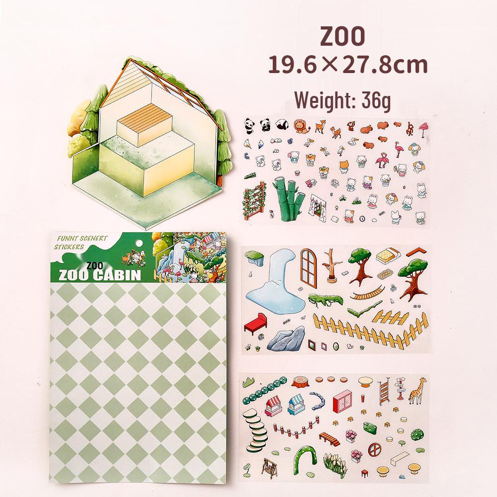 

3D Милые Мультяшные Сцены Наклейки для DIY: Видение трехэтажного коттеджа