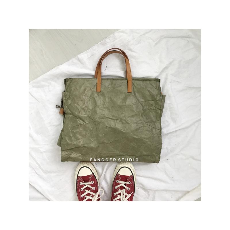 

2024 нова жіноча сумка великої місткості на одне плече з косим проміжком у ретро-крафтовому папері велика паперова сумка армія зелений колір