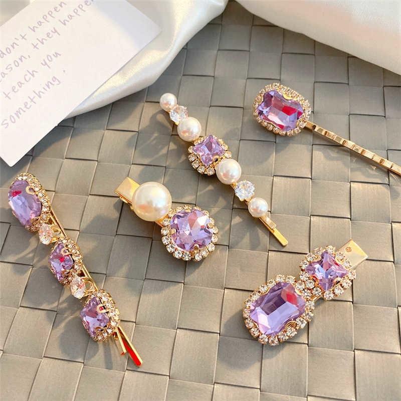 5Pcs/Set Fashion Crystal Hair Clips Hair Accessories for Women Jewelry Luxury Simulation Pearl Barrette Pin Girl Gift Ornaments.