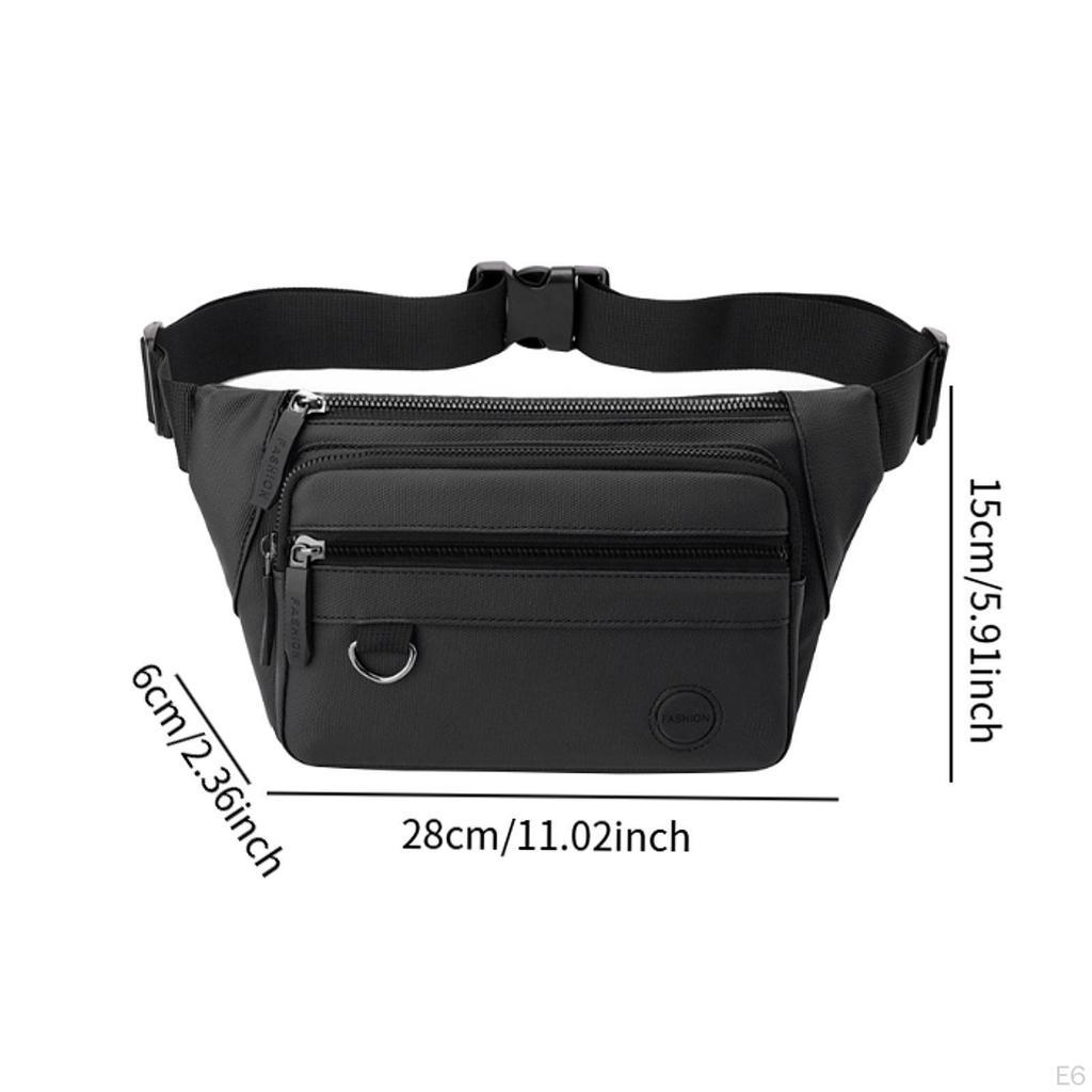 Fanny Pack Men Shoulder Bag Oxford Cloth Casual with Zippered Pockets Waist for