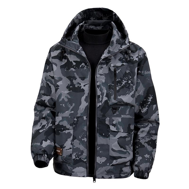 European Size Hooded Tooling Jacket Men's New Loose Casual Camouflage Men's Top Coat