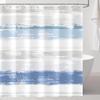 Blau und Grau Gestreifter Duschvorhang, Abstrakt Modern Minimalistisch Ästhetisch Geometrisch Hotel Badezimmer Dekor Stoff Hellblau Weiß