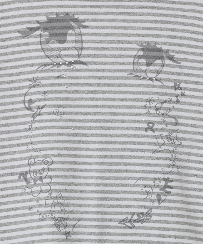 Taibseobiseu Cry Eyes Stripe Short Sleeve Top [Gray]