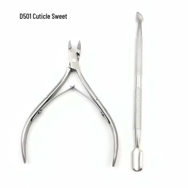 

Titanium Cuticle Removal Set: Stainless Steel Nipper, Pusher, Fork, File, Scraper, and Groove Tool