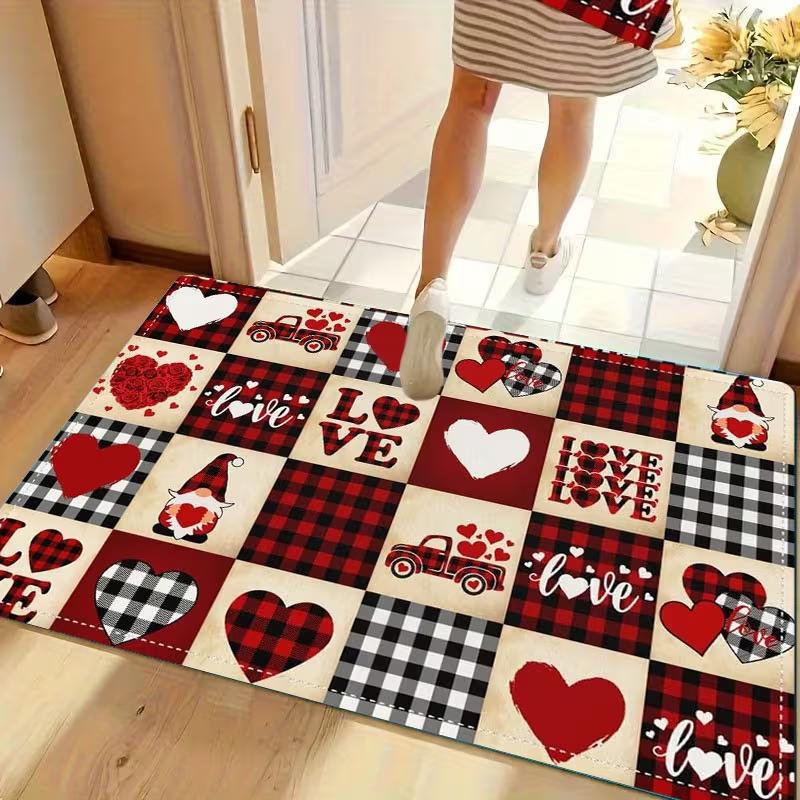 Valentine's Day Heart-shaped Carpet Doormat Living Room Bedroom Kitchen Study Room Entrances Valentine's Day Holiday Home Decor
