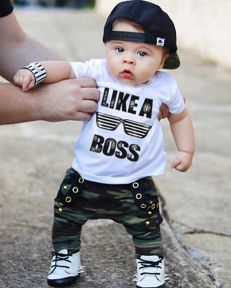 Buy Canis Toddler Baby Boys Hip Hop Tops Tshirt Camo Pants Outfits Set