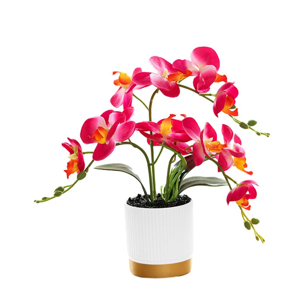 Artificial Flower in Pot Flower Arrangement Faux Phalaenopsis Orchid for Kitchen New Year Bedroom Housewarming Living Room