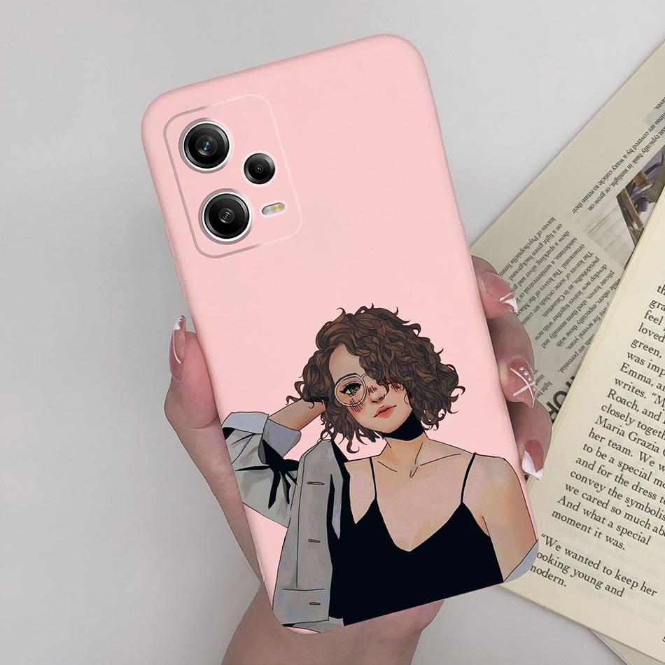 For Xiaomi Redmi Note 12 Pro+ Plus 5G Phone Case Love Heart Girl Silicone Matte Shockproof Cover For Redmi 12Pro + Funda Bumper