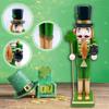 38cm Holz Grün Shamrock Nussknacker Designs Figur St. Patricks Day Figuren Irisches Festival Soldatenfigur für Sammler