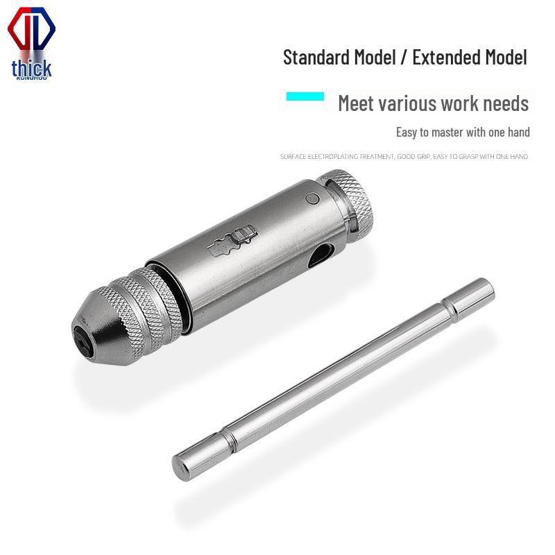 Adjustable T-Handle Ratchet Tap Wrench with Extended Rod for Threading