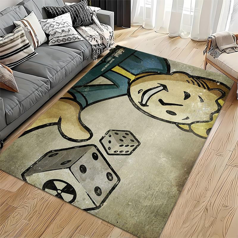 "Vintage Boy with Dice Illustration Rug Non-slip Rug Suitable for Living Room and Bedroom Sofas"