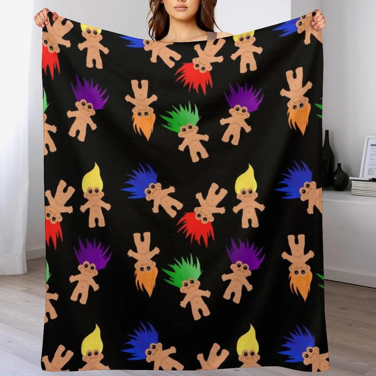 Troll Dolls Pattern Throw Blanket Cozy Warm Blanket for Bed Room Decor 102x76cm(40x30in)