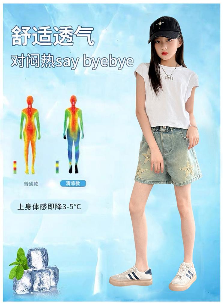 Girls' Denim Shorts Summer Outfit