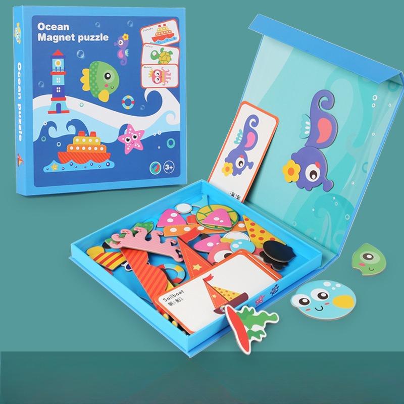 Children'S Magnetic Puzzles, Educational Early Education, Traffic Figures, Ocean Dressing, Magnetic Stickers, Collage, Paper Toys