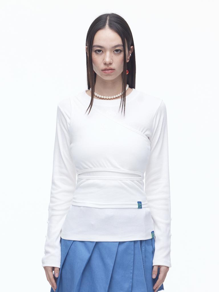 DILETTANTISME Slit Button T-Shirt (Wh)