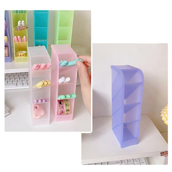 Pen Holder 4 Grids Large Capacity Plastic Multi-functional Lipstick Makeup Brush Organizer for Daily Use
