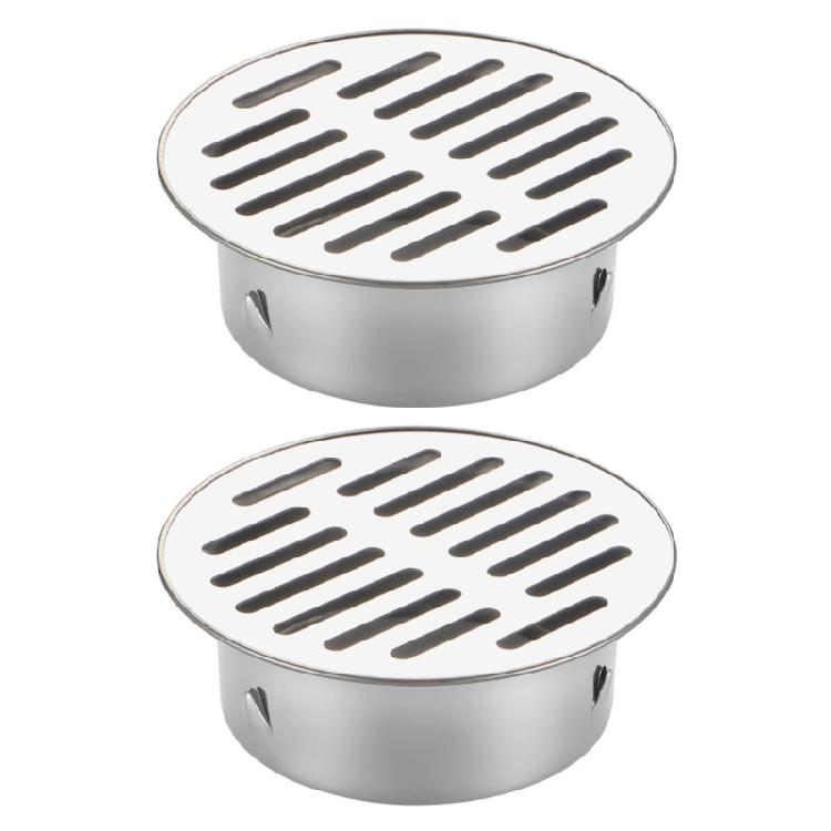 2pcs Modern Round Shower Floor Drain with Middle Drainages and Hair Trap Features Easy Maintenance and Easy Installion