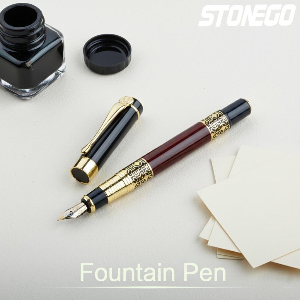 Classical Wood Grain Fountain Pen Roller Pen High-Grade Business Signature Pen 0.5mm Office School Supplies