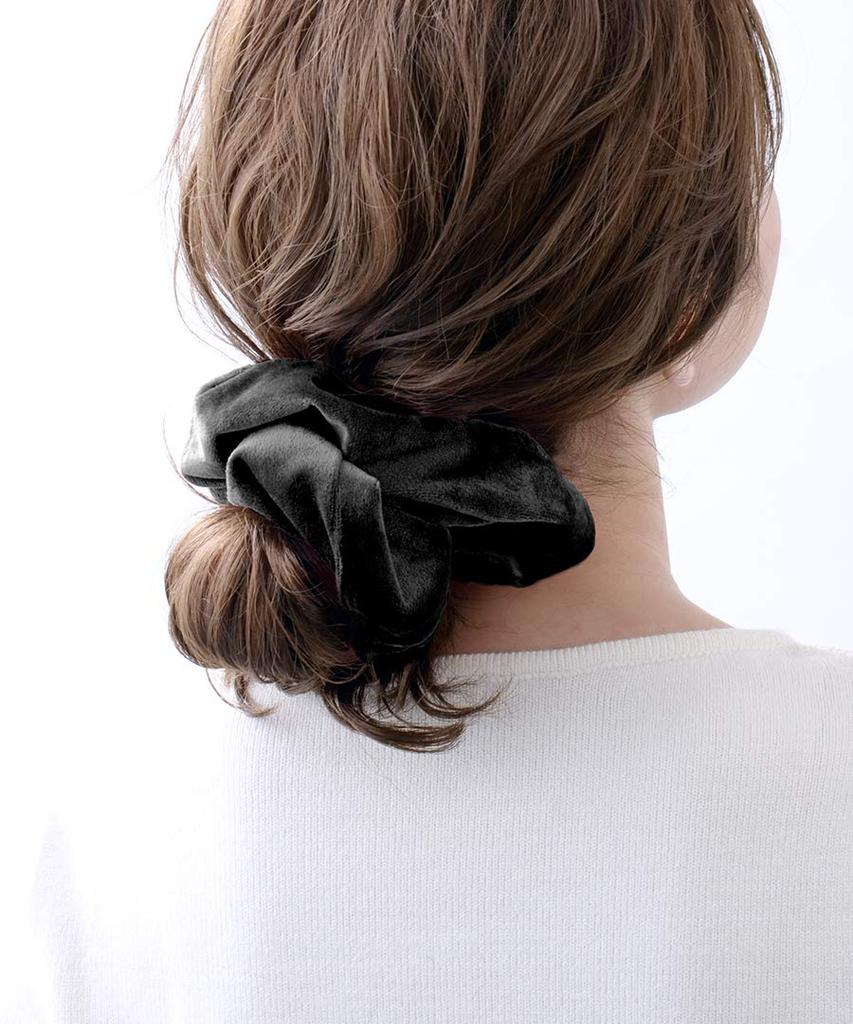 Kobe Vingtaine VINGTAINE Velour Voluminous and Black Scrunchie, Oversized, Big, Gorgeous, Trendy, Ponytail, HS-144-BK -