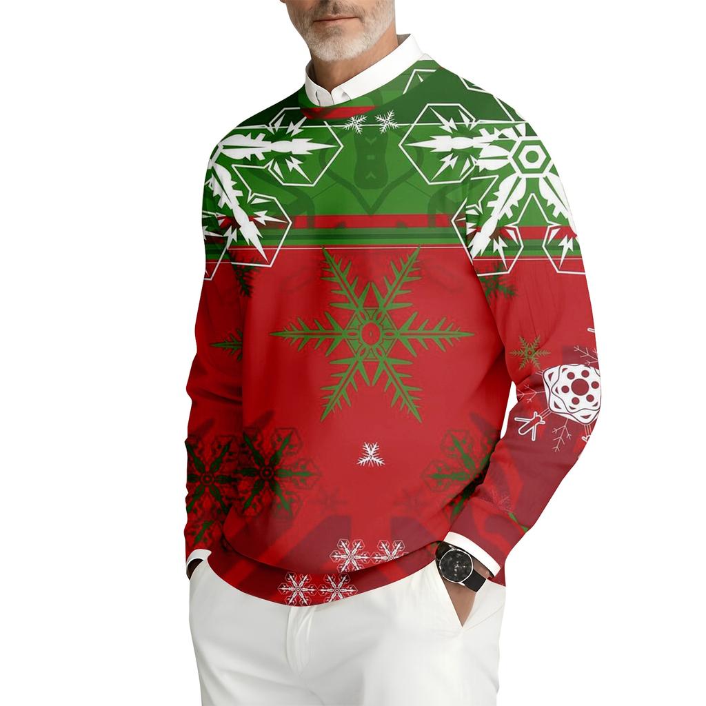 Herr Tryckt Rundhals Långärmad Ribbstickad Sweatshirt