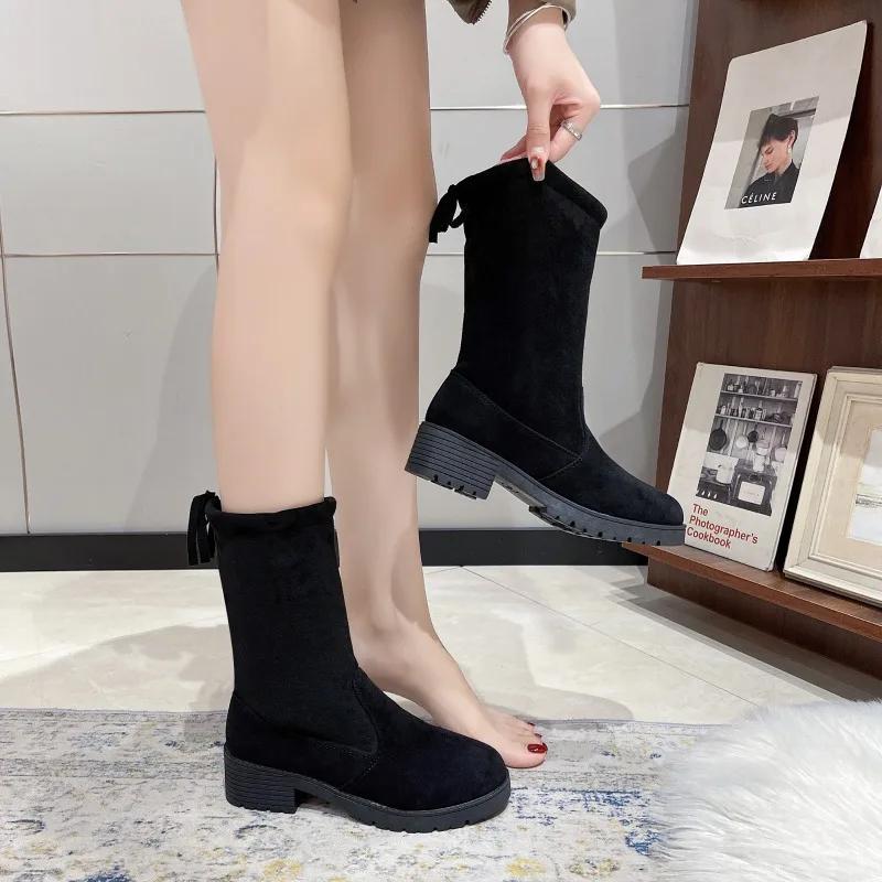 Fashion Hot Sale Round Toe Modern Boots 2024 Fashion Women's Shoes Slip-on Women's Boots Women High Quality Plus Size Mid-Calf Boots