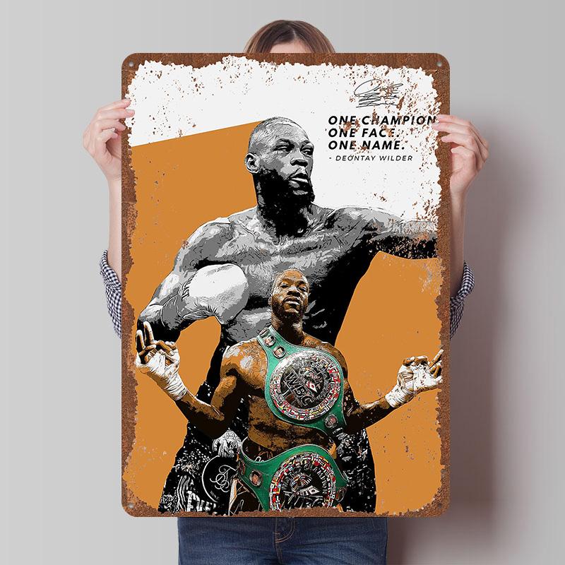 Deontay Wilder Boxer Metal Posters Custom Vintage Metal Signs Wall Art Tin Plaque for Man Cave Bedroom Decorations Home Decor