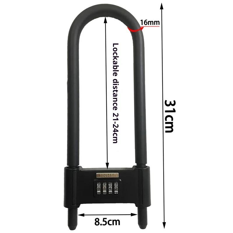 All Metal U-Lock Password Door Lock Secure Password Lock for Electric vehicle Bicycles Anti-Theft Anti-Pry Anti-Cut