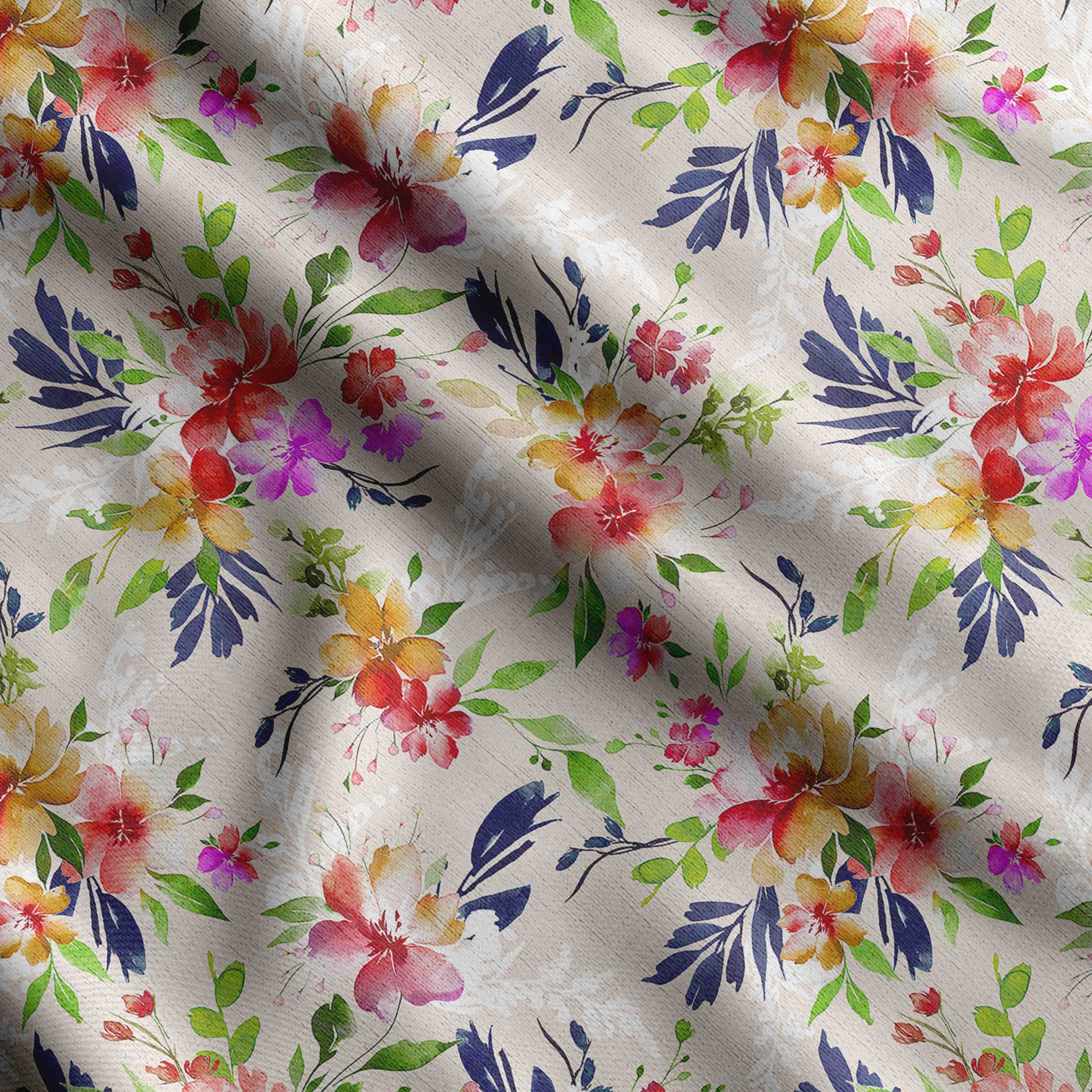 

Soimoi Watercolor Floral Print, Cotton Cambric, Quilting Fabric Prod by The Yard шириною 42 дюйма, бавовняна тканина середньої щільності, 42 Inch Wide - Cotton Cambric червоний