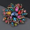 1Pcs Elegant Lapel Flower Pin Exaggerated Fashion Retro Vibrant Colorful Crystal Glass Brooch Pin Women'S Large Coat Accessories