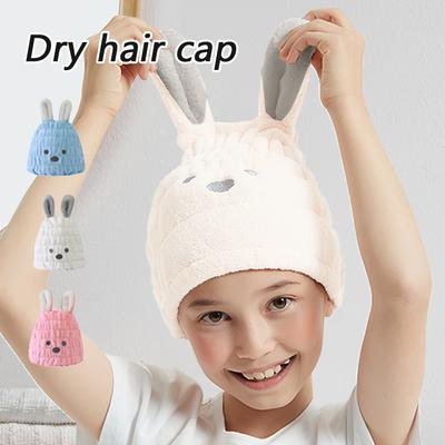1 Ultra-fine Fiber Cartoon Rabbit Ear Children's Dry Hair Cap Perfect Combination of Soft Water Absorption and Bathroom Bathing