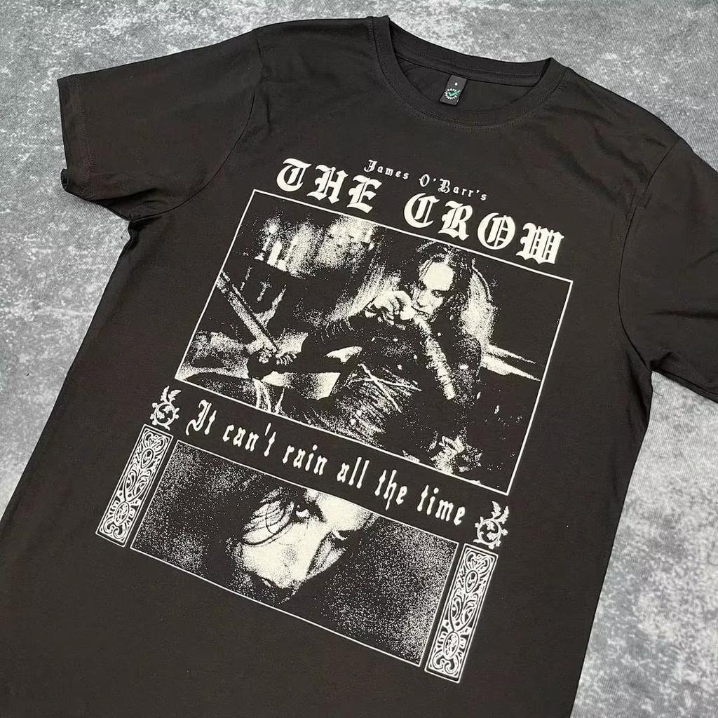 Raven Brandon Lee Gothic Horror Movie T-Shirt Retro Four Season Unisex Casual Graphic Print Y2K Harajuku Printed Oversize Streetwear Vintage