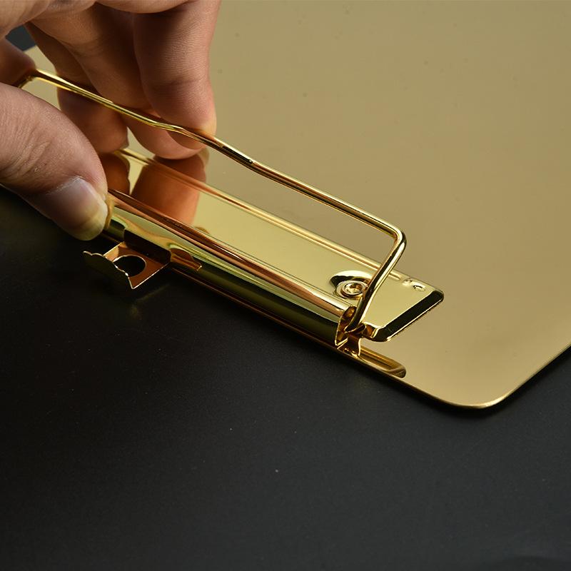 Nordic Gold Stainless Steel File Clip Menu Document Folder Writing Board
