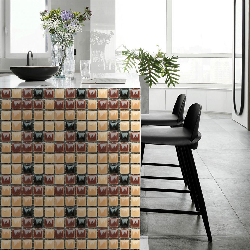 10PCS autoadhesivo baño cocina decoración hogar pared 3D azulejo pegatina