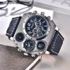 Oulm HP1349 Men's Sport Quartz Wristwatch Super Big Dial Decorative Compass Business Style Leather Band New Large Dial for Men